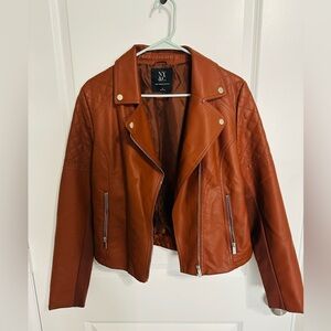New York & Company Women's Tan Leather Jacket